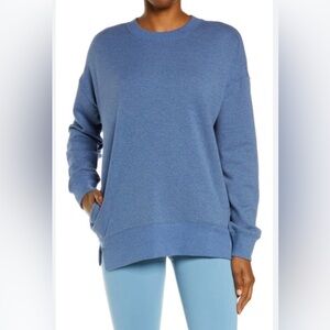 Zella Amazing Crew Neck Sweatshirt Blue Twilight Heather Size S Small